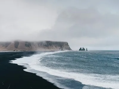 Iceland black pebble beaches