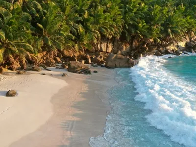 Seychelles on the beach on a clear day