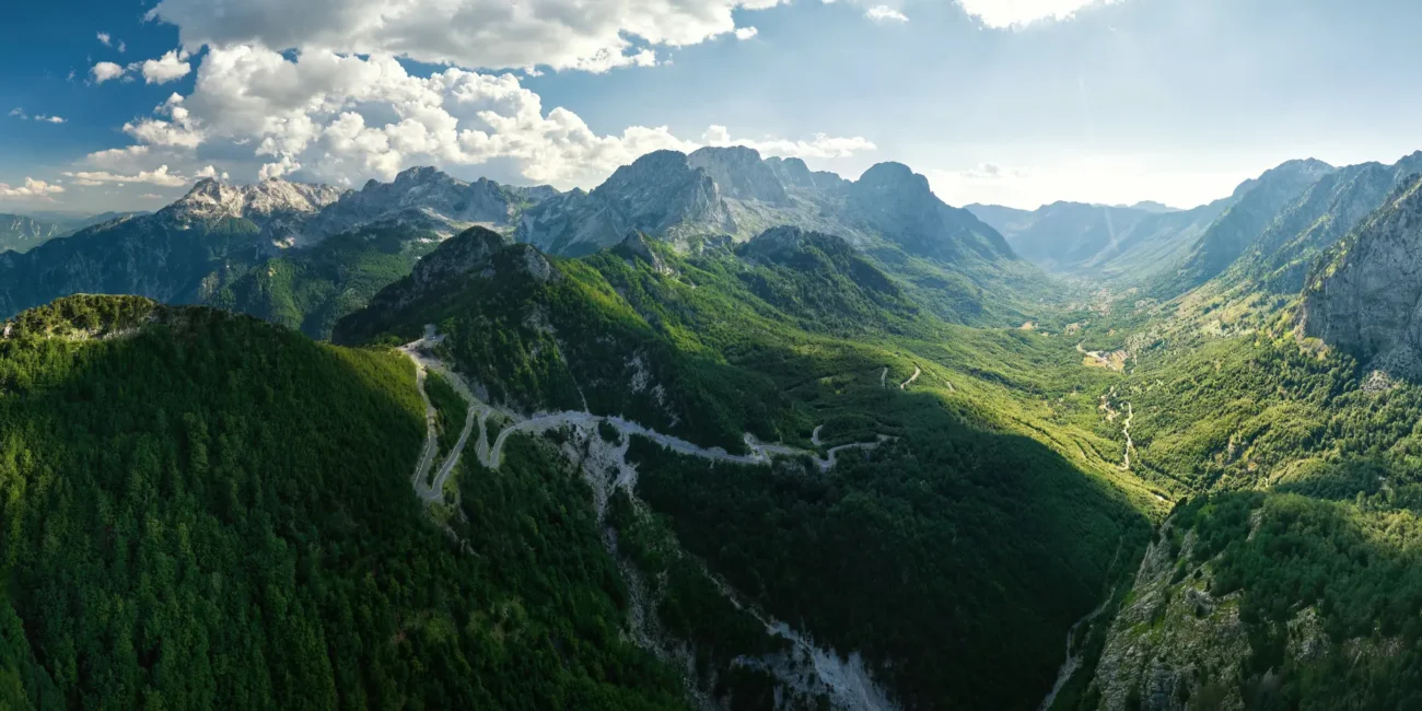 Overview of the mountain valley pass in one of the best places to visit in Albania