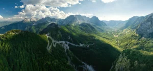 Overview of the mountain valley pass in one of the best places to visit in Albania