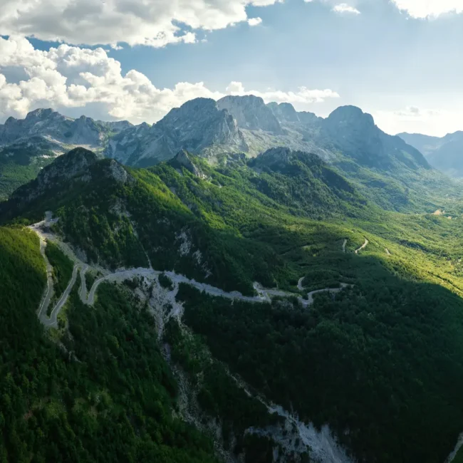 Overview of the mountain valley pass in one of the best places to visit in Albania