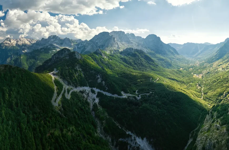 Overview of the mountain valley pass in one of the best places to visit in Albania