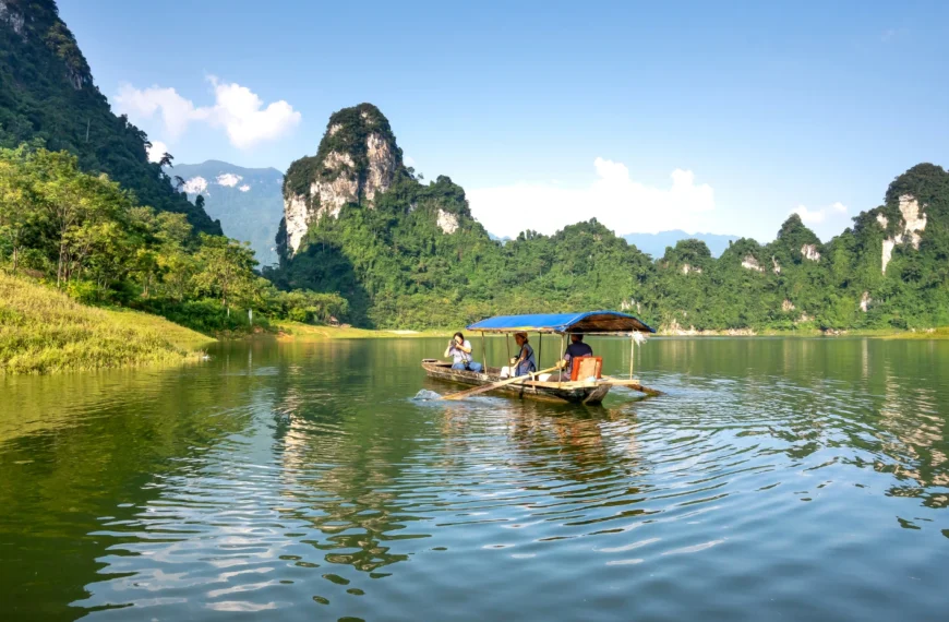 People on a boat on a conservation vacation