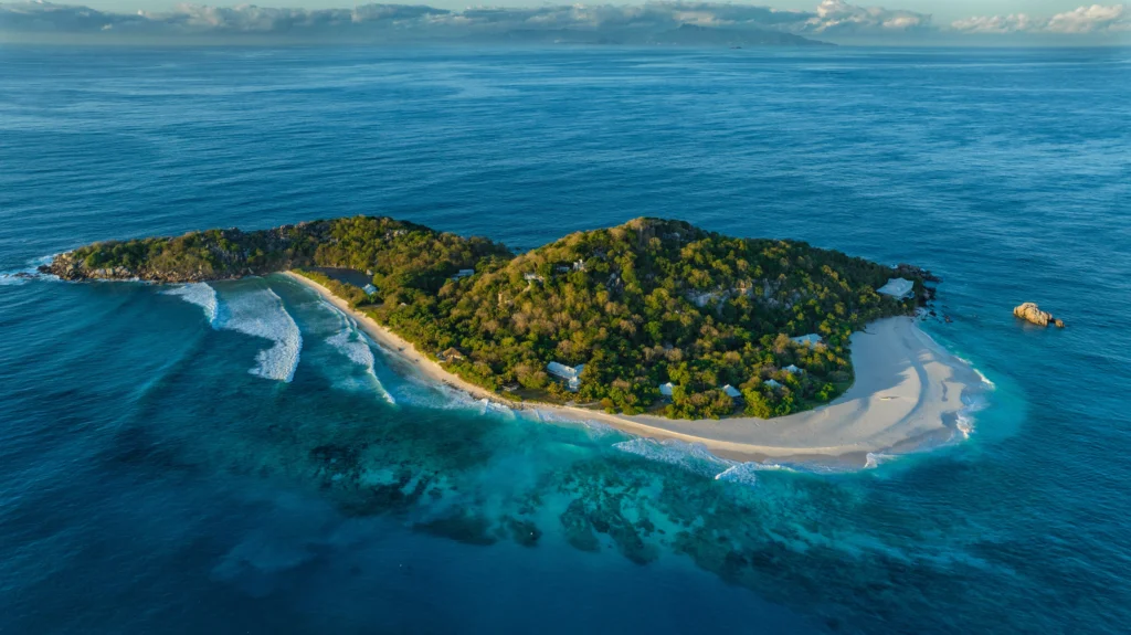 Small island protected by conservation efforts in Seychelles