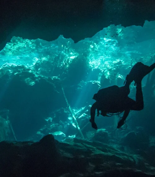 Person scuba diving at one of the best diving spots in Latin America