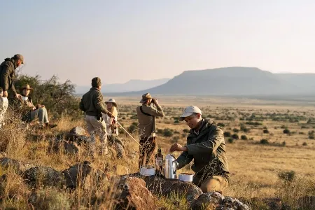 Plains Camp walking safari coffee stop