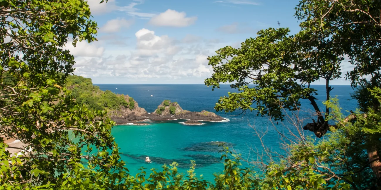 Fernando de Noronha sea through the trees