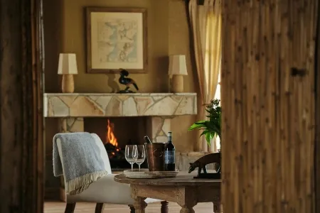 Kibale Lodge room fire place