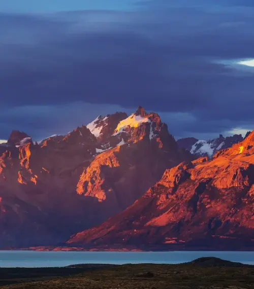 Patagonia's mountains in the evening light