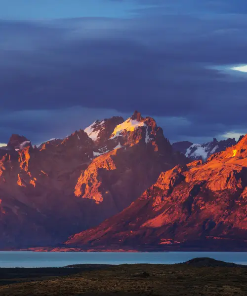 Patagonia's mountains in the evening light