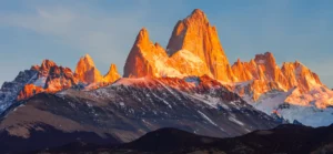 Patagonia mountains in the evening sunlight