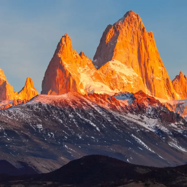 Patagonia mountains in the evening sunlight