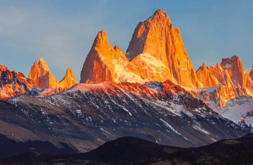 Patagonia mountains in the evening sunlight