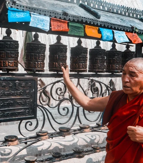 Monk ringing bells, a tribute to Bhutan's spiritual culture