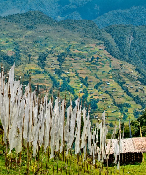 Prayer flags showing Bhutan's spirituality