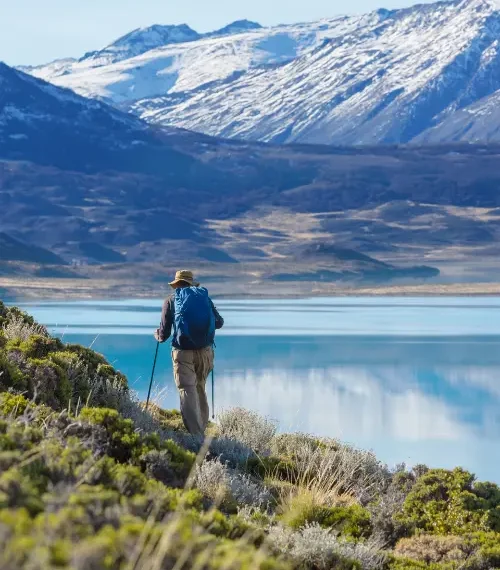 Man hiking through Patagonia
