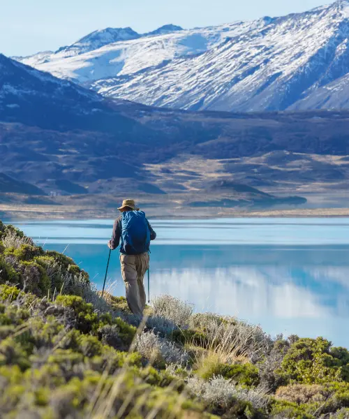 Man hiking through Patagonia
